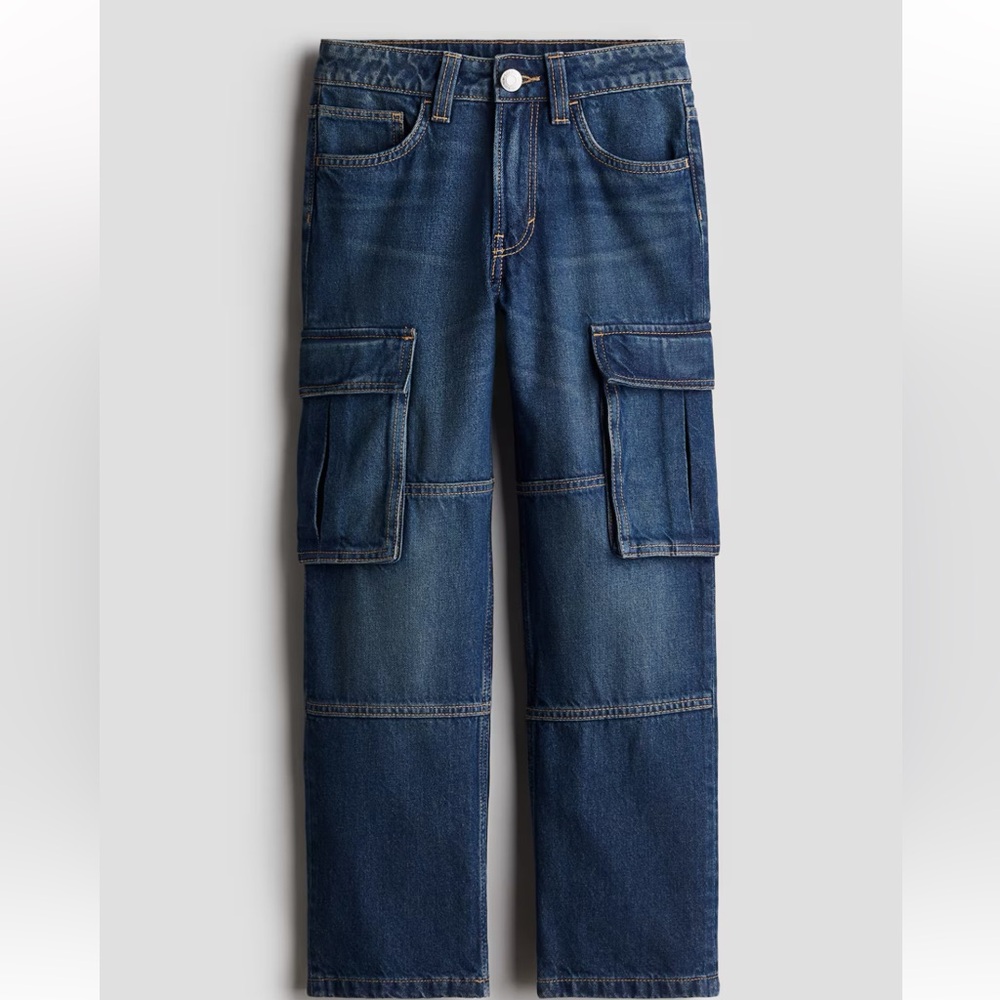 Blue Denim Cargo Pants